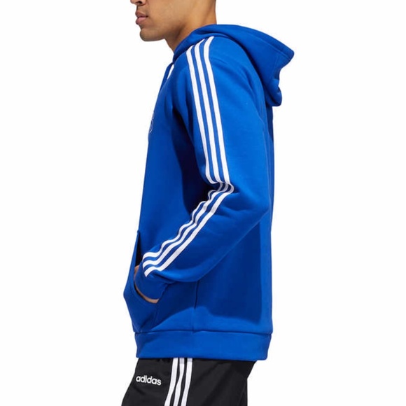 New Adidas Men's Fleece Pullover 3 Stripes Hoodie - Picture 3 of 16